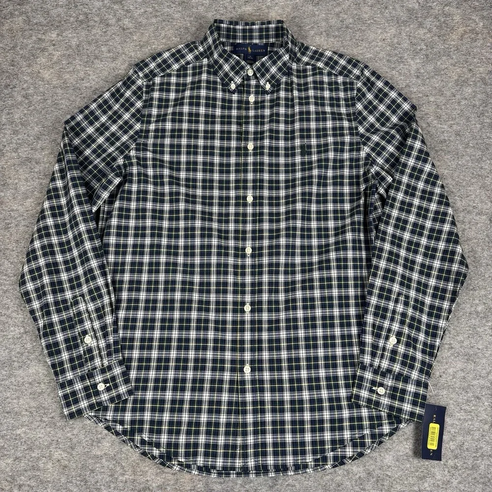 Ralph Lauren Button Down Shirt Long Sleeve Plaid Boys XL